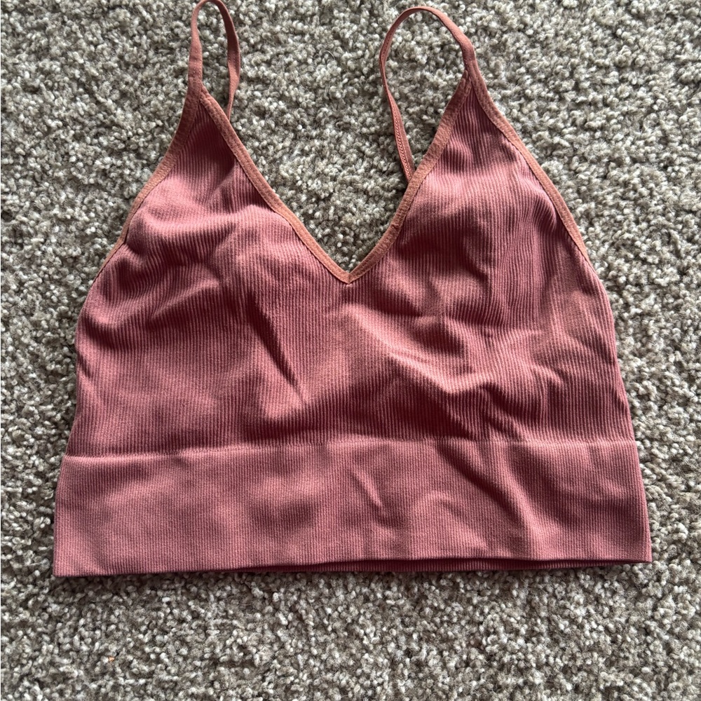 Bozzolo Pink Ribbed Crop Top